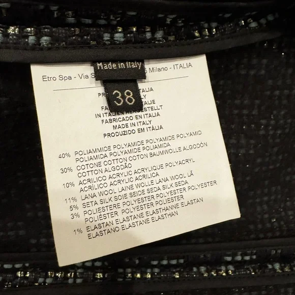 Etro Milano made in Italy designer woven tweed blazer small - Picture 5 of 7